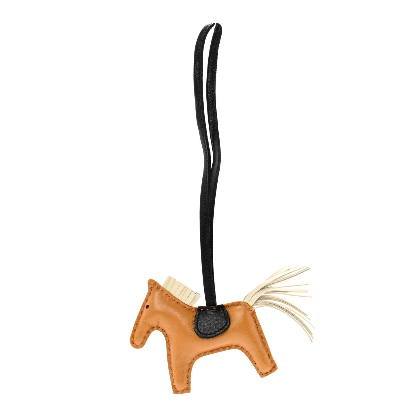 Milo Lambskin Grigri Rodeo Bag Charm PM Sesame Craie Black