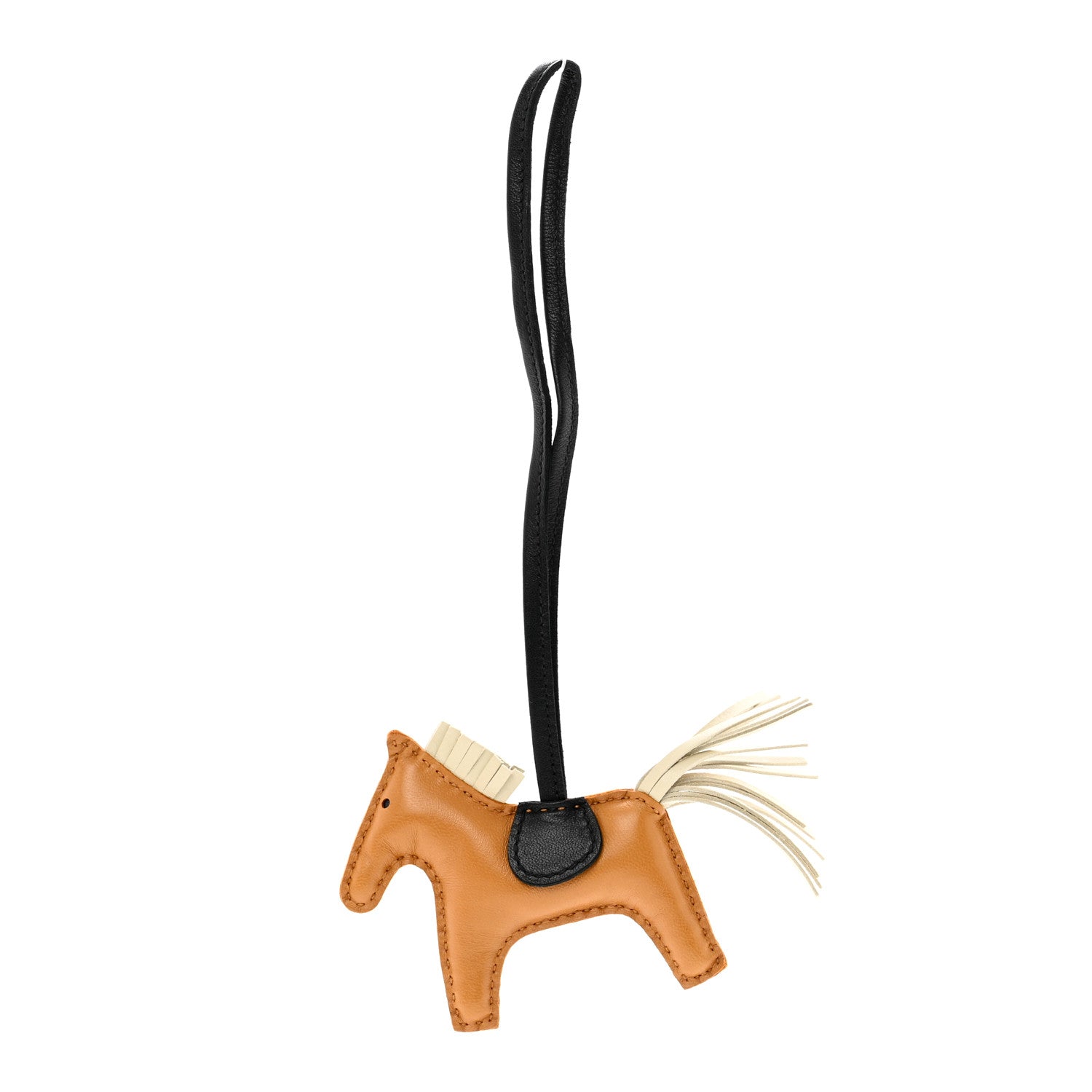 Hermes Milo Lambskin Grigri Rodeo Bag Charm PM Sesame Craie Black 1 of 6