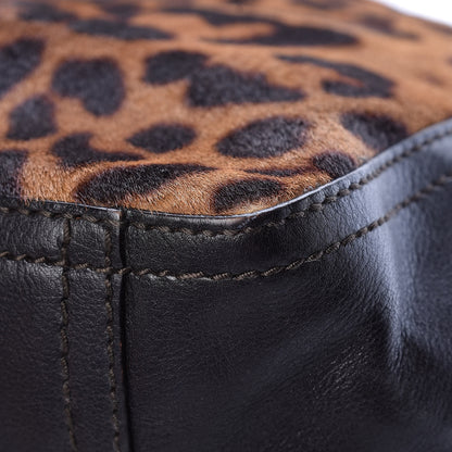 Saint Laurent Calfskin Leopard Print Pony Hair Medium Downtown Tote Dark Brown 11 of 18