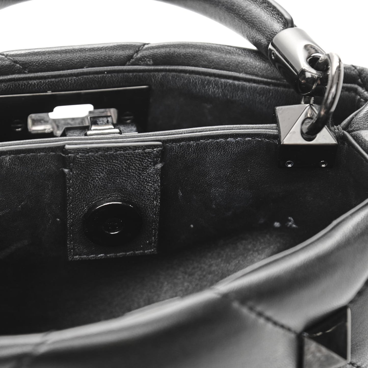 Nappa Monochrome Small Roman Stud The Handle Bag Black