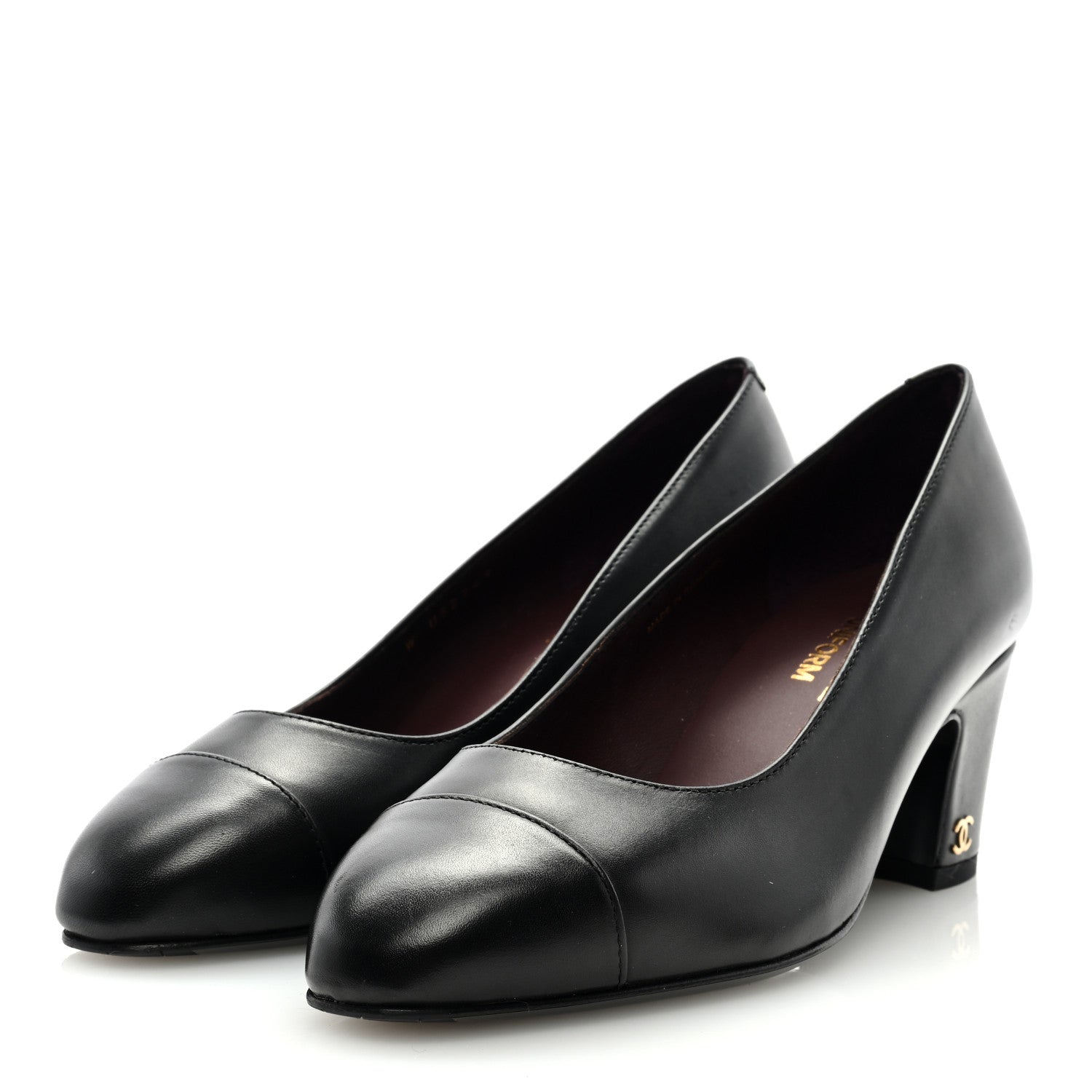 Chanel Lambskin Cap Toe CC Pumps 35.5 Black 3 of 7