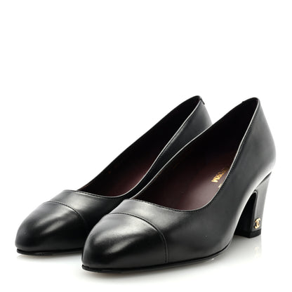 Chanel Lambskin Cap Toe CC Pumps 35.5 Black 3 of 7