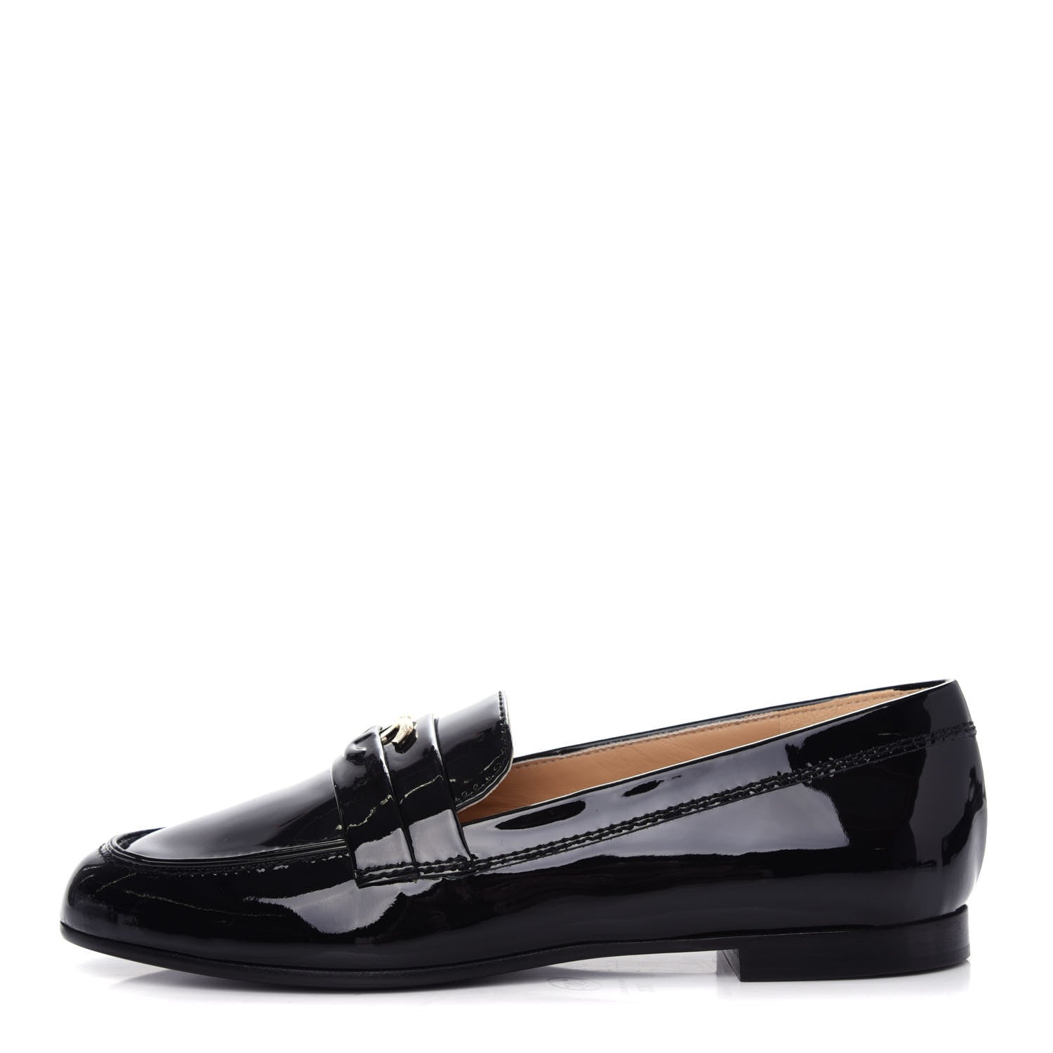 Chanel Patent CC Mocassin Loafers 36.5 Black 1 of 11