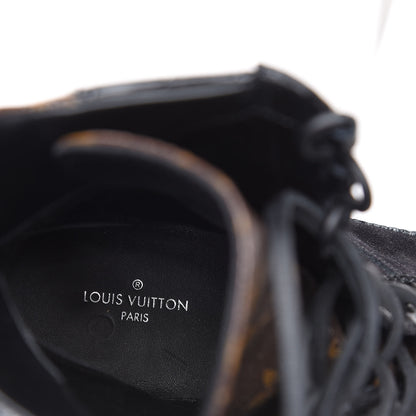 Louis Vuitton Suede Calfskin Monogram Laureate Platform Desert Boots 36 Black 8 of 13