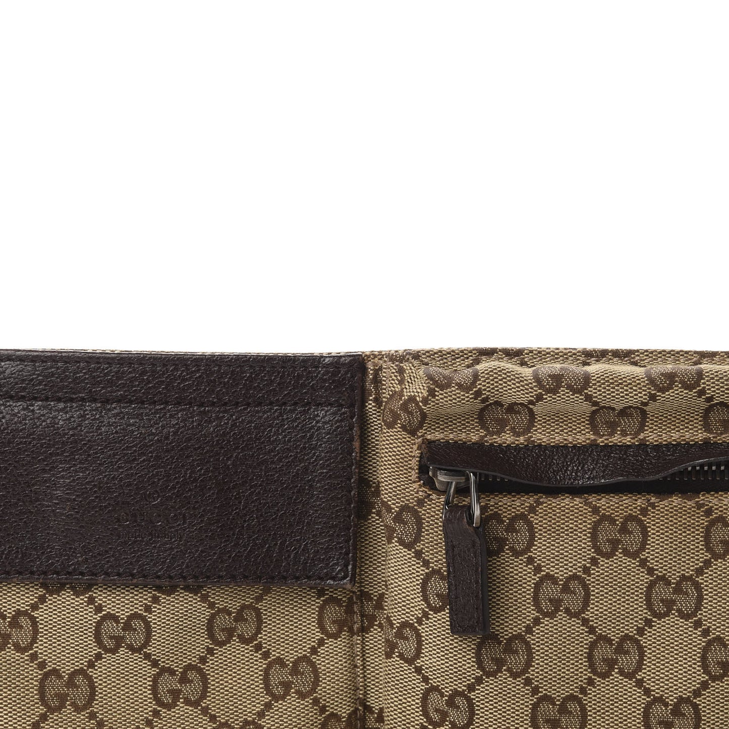 GG Monogram Web Double Pocket Belt Bag Dark Brown