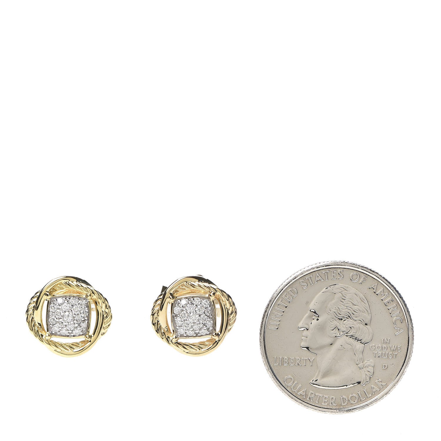 David Yurman 18K Yellow Gold Diamond 7mm Infinity Earrings 2 of 4