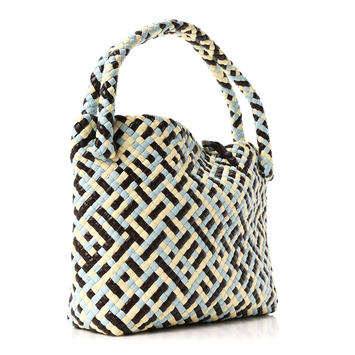 Calfskin Intreccio Tricolor Tosca Shoulder Bag Bitter Chocolate Zest Washed Topazio
