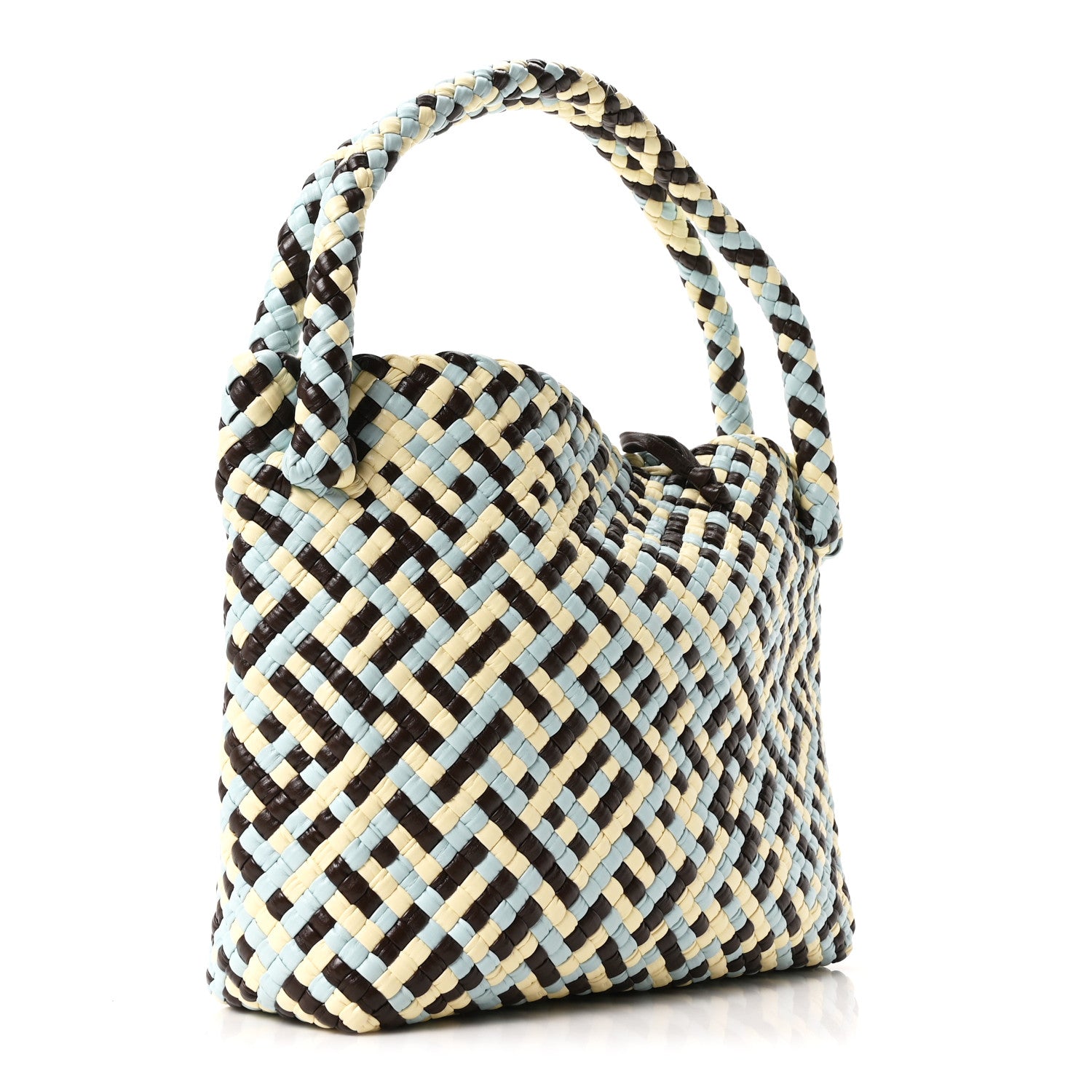 Bottega Veneta Calfskin Intreccio Tricolor Tosca Shoulder Bag Bitter Chocolate Zest Washed Topazio 3 of 11