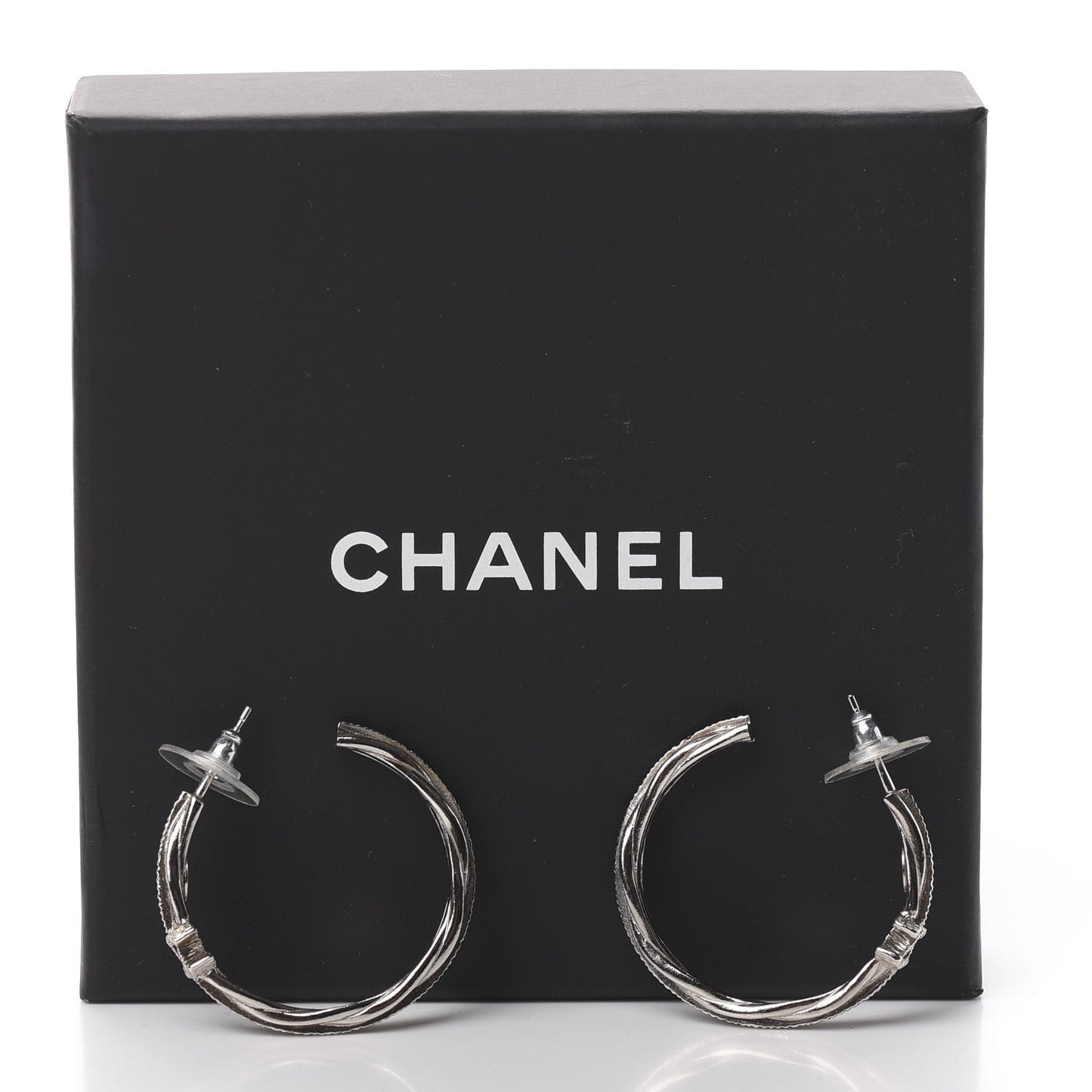 CC Twist Hoop Earrings Silver