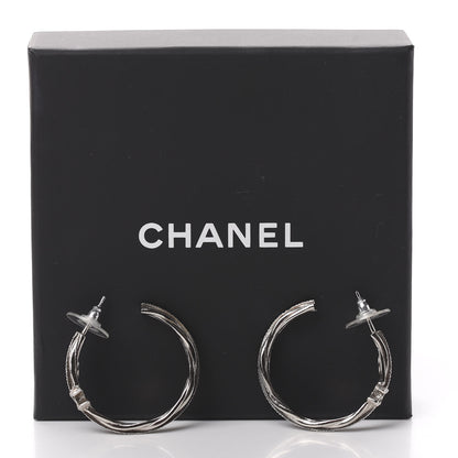 Chanel CC Twist Hoop Earrings Silver 6 of 6