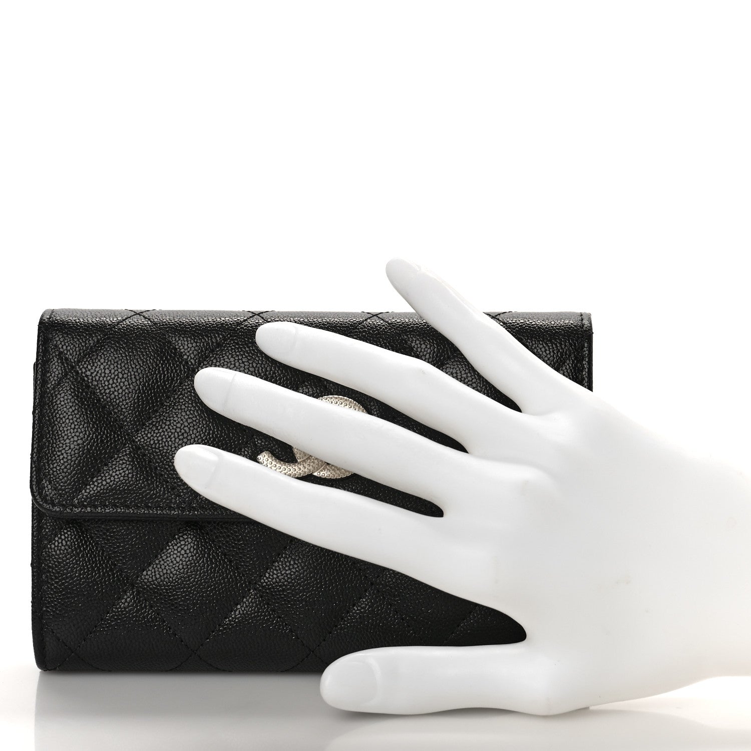 Chanel Caviar Quilted Studded CC Medium Flap Wallet Black 2 of 10