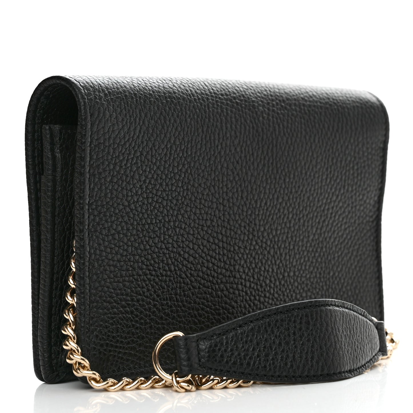 Pebbled Calfskin Soho Wallet On Chain Black