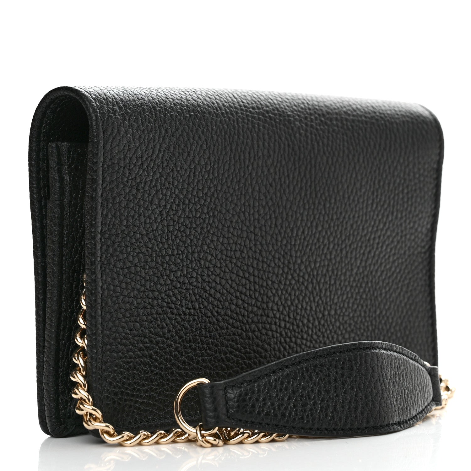 Gucci Pebbled Calfskin Soho Wallet On Chain Black 3 of 9