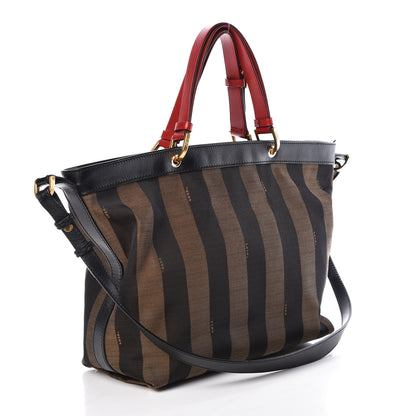Fendi Pequin Cuoio Vegetale Shoulder Tote Tobacco Black Cuoio 4 of 10
