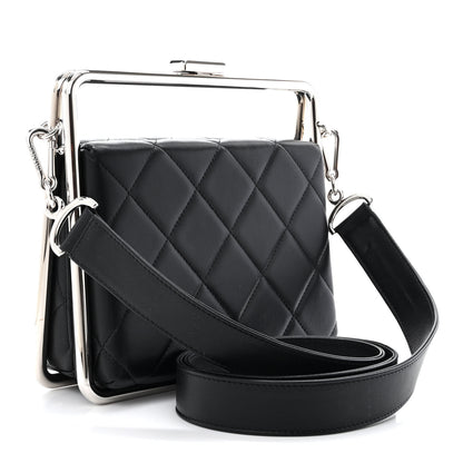 Chanel Quilted Lambskin Metal Bar Clutch Bag Black 3 of 12