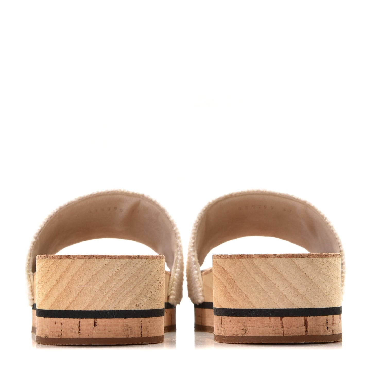Tweed Cork CC Mule Sandals 37 White Black