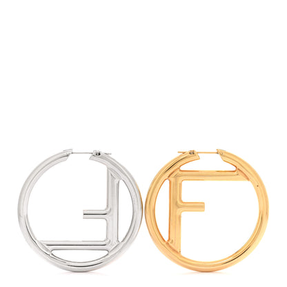 Fendi Metal FF Hoop Earrings Gold Silver 1 of 5