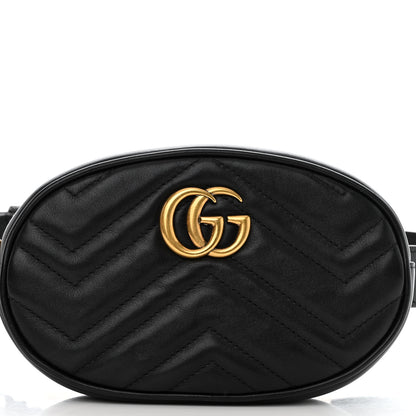 Gucci Calfskin Matelasse GG Marmont Belt Bag 85 34 Black 6 of 8