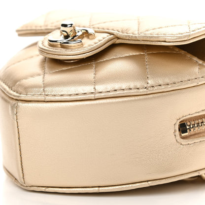 Chanel Metallic Lambskin Quilted CC In Love Heart Waist Belt Bag With Chain Gold 6 of 11