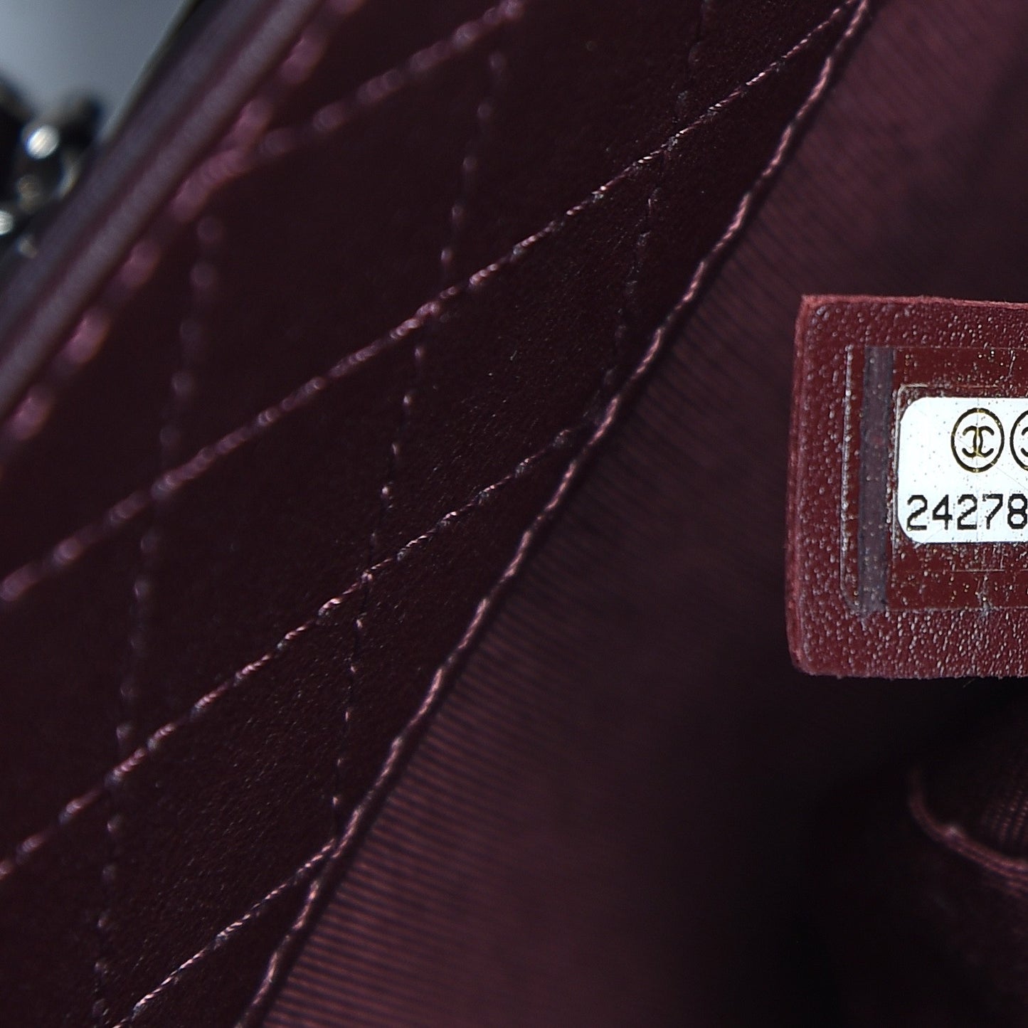 Calfskin Quilted Large Shopping Tote Burgundy