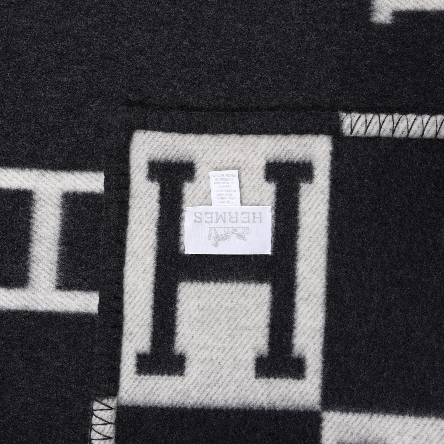 Hermes Wool Cashmere Avalon Blanket Ecru Gris Fonce 3 of 3