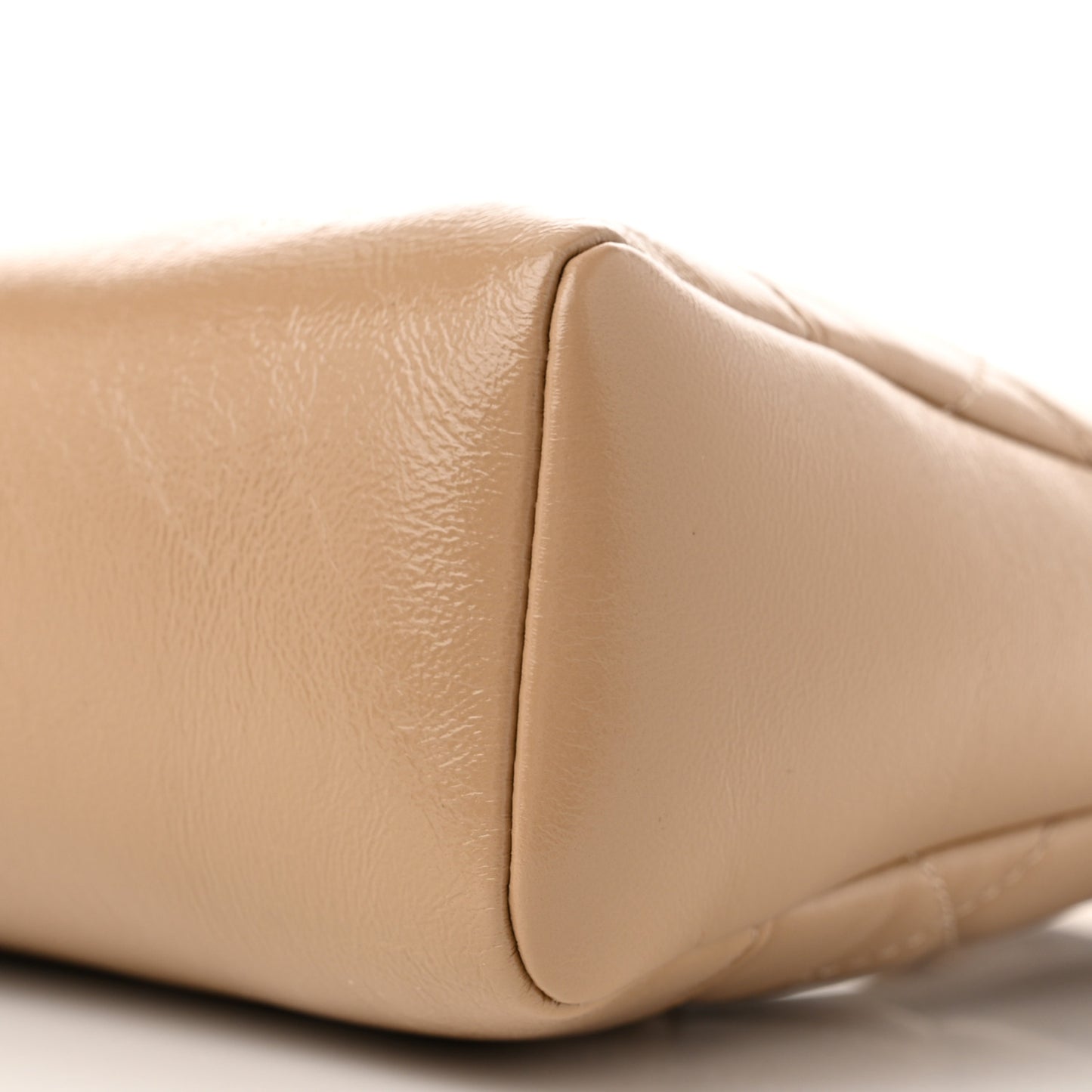 Shiny Lambskin Quilted 31 Shopping Bag Beige