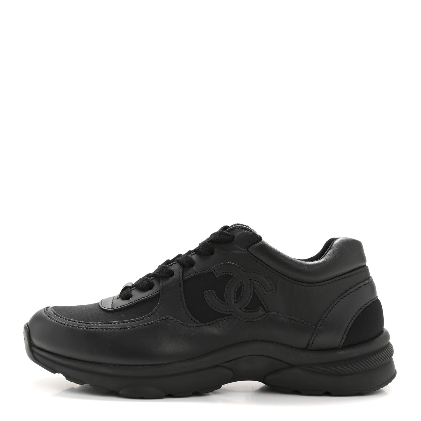 Fabric Calfskin Suede Mens CC Uniform Sneakers 41 Black
