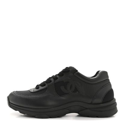 Chanel Fabric Calfskin Suede Mens CC Uniform Sneakers 41 Black 1 of 9