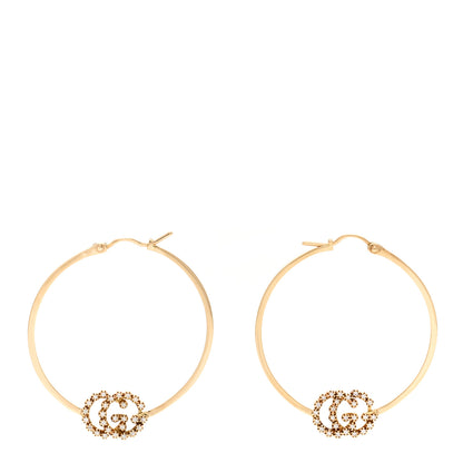 Gucci 18K Yellow Gold Diamond Running GG Hoop Earrings 1 of 5
