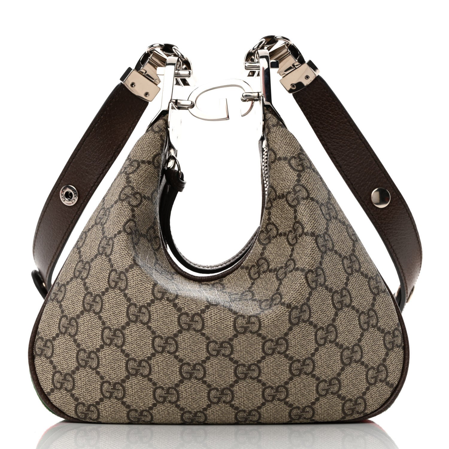 Gucci GG Supreme Monogram Textured Calfskin Web Small Attache Shoulder Bag Beige Ebony New Acero 11 of 11