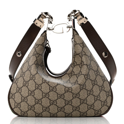 Gucci GG Supreme Monogram Textured Calfskin Web Small Attache Shoulder Bag Beige Ebony New Acero 11 of 11
