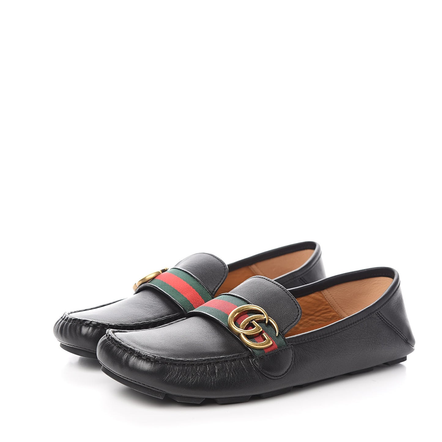 Calfskin Womens Noel Web Driver Loafers 40 Black