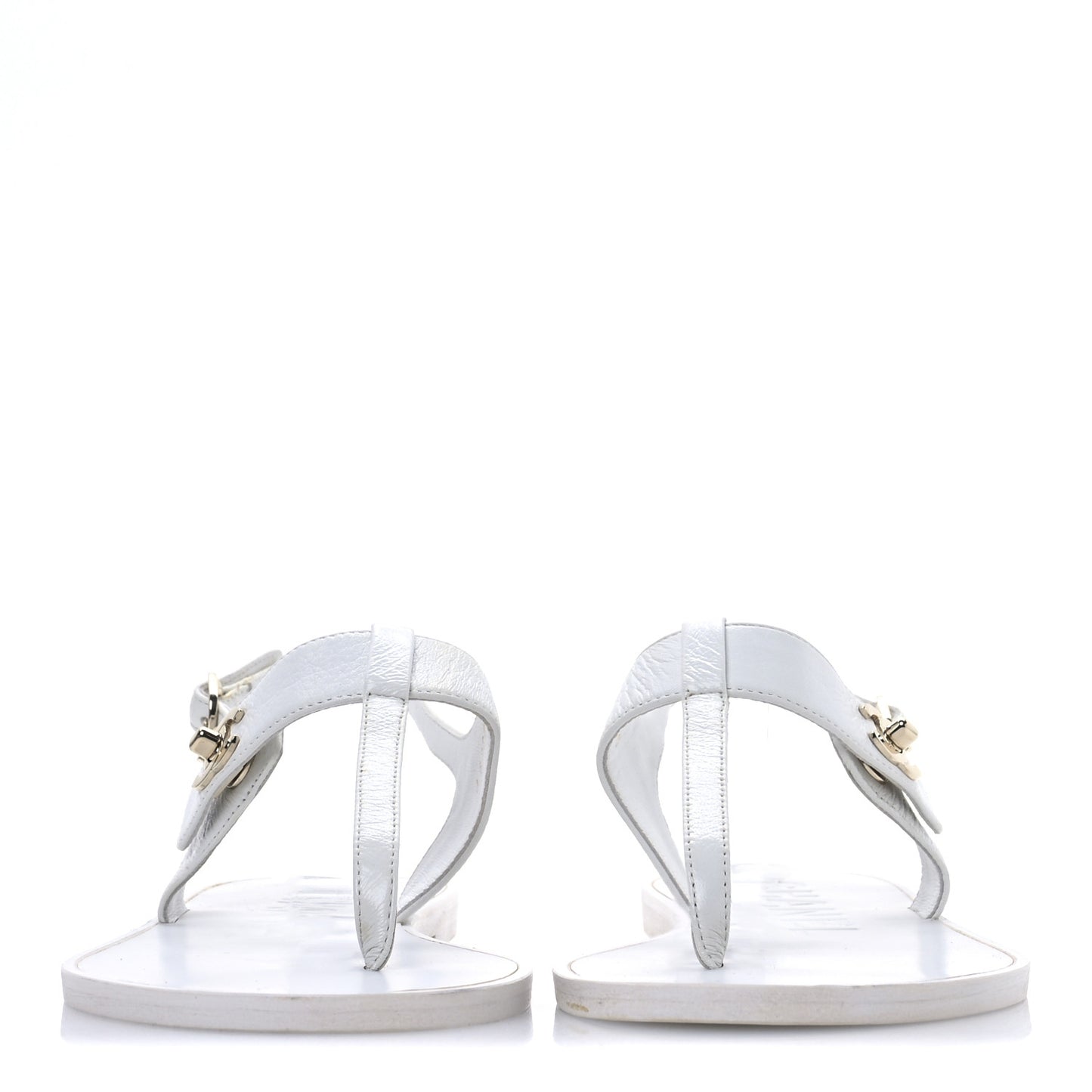 Lambskin CC Thong Sandals 36 White