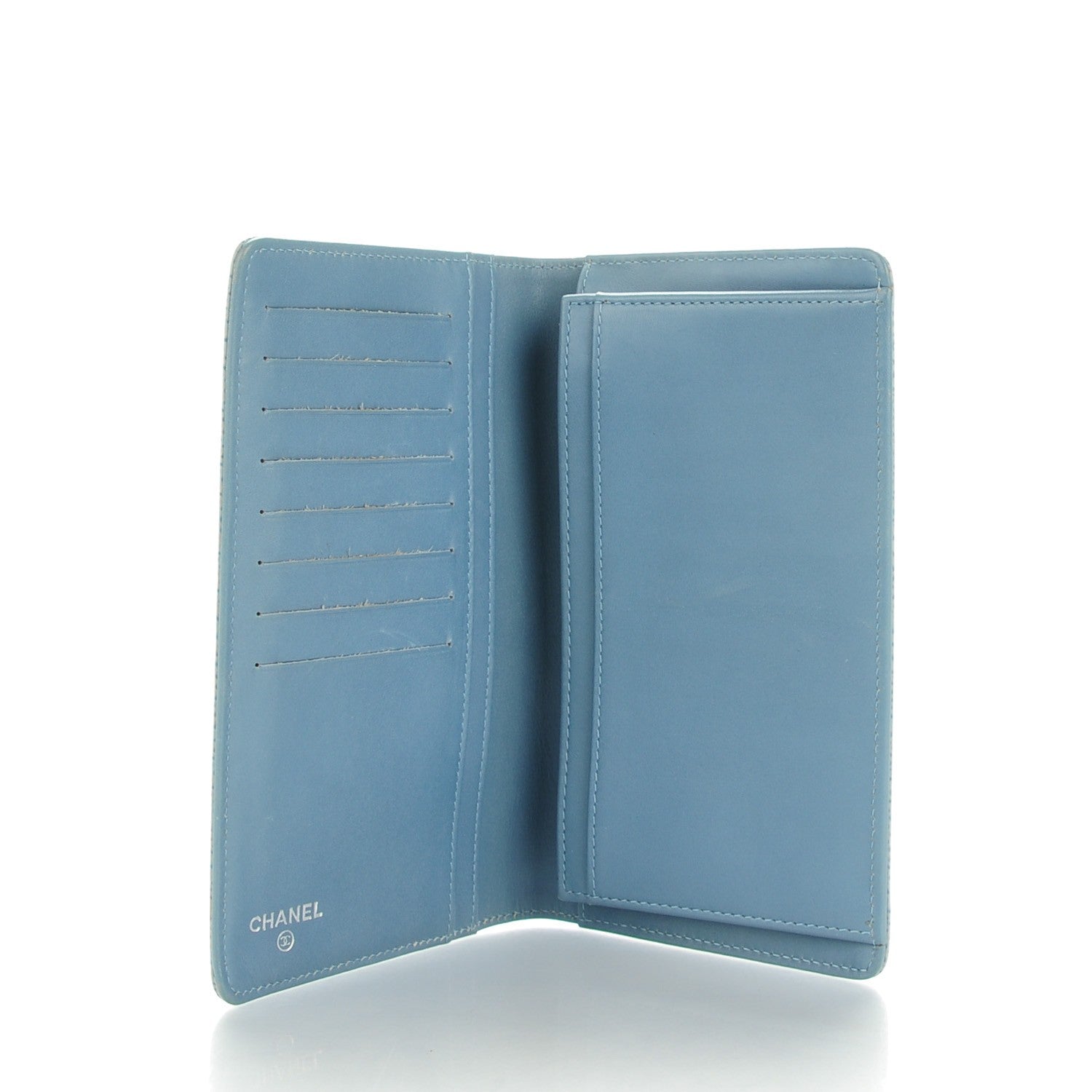 Chanel Caviar Timeless CC Yen Wallet Light Blue 5 of 8