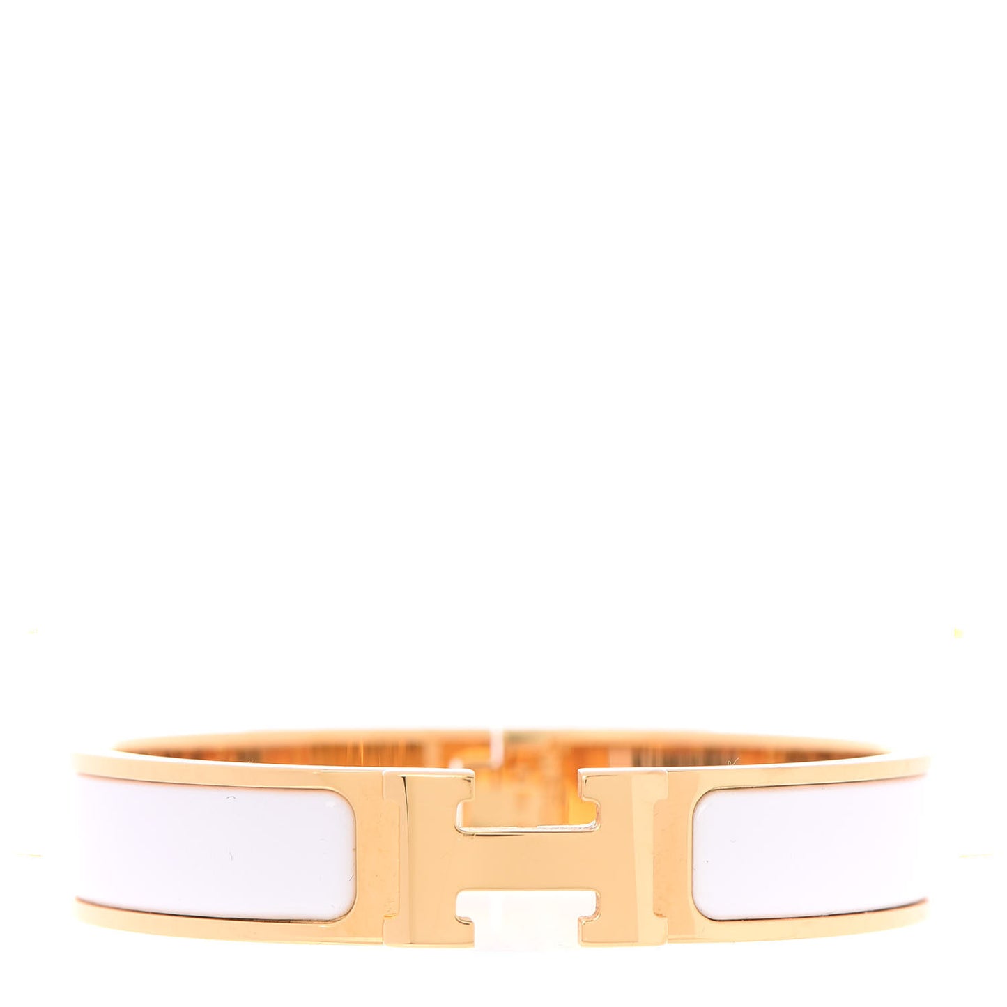 Enamel Narrow Clic Clac H Bracelet PM White