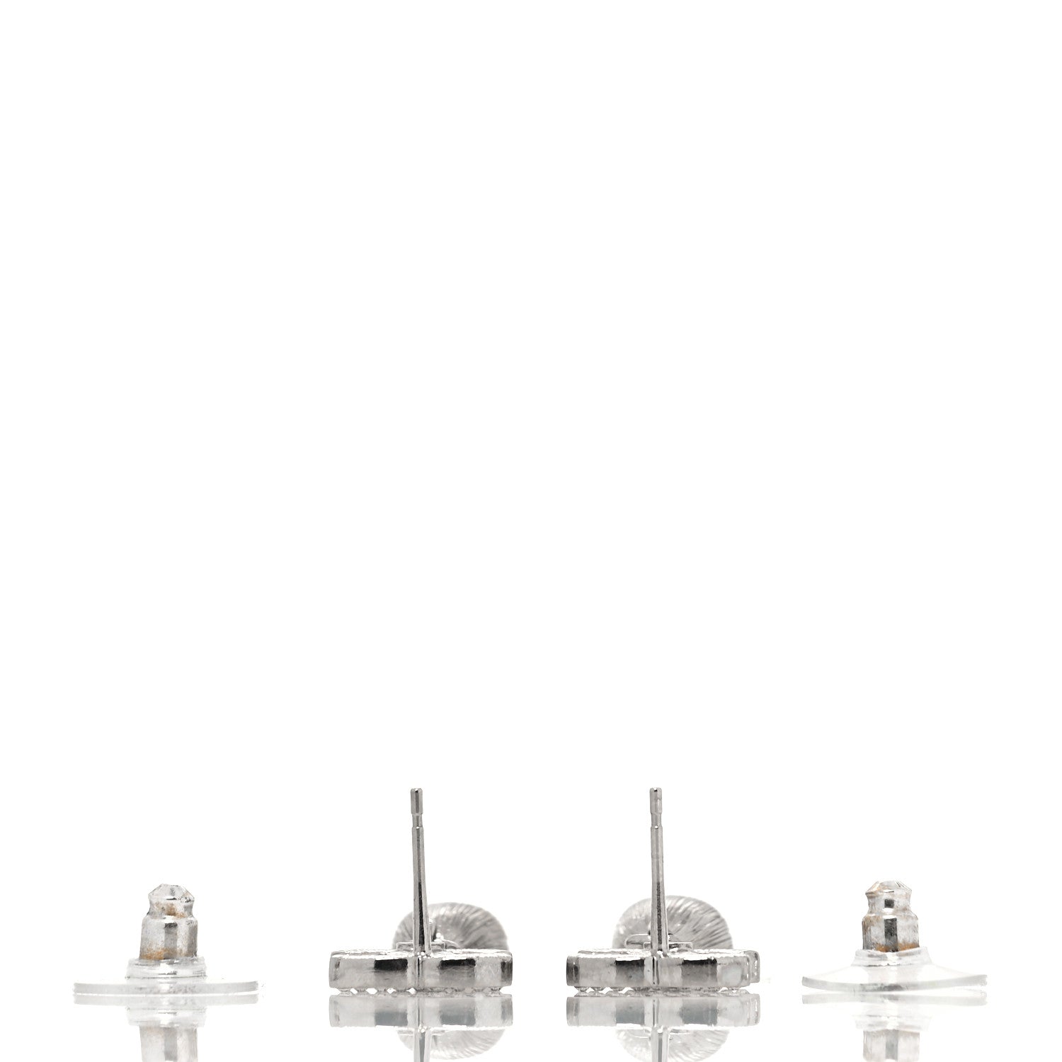 Chanel Crystal CC Teardrop Earrings Silver 3 of 4