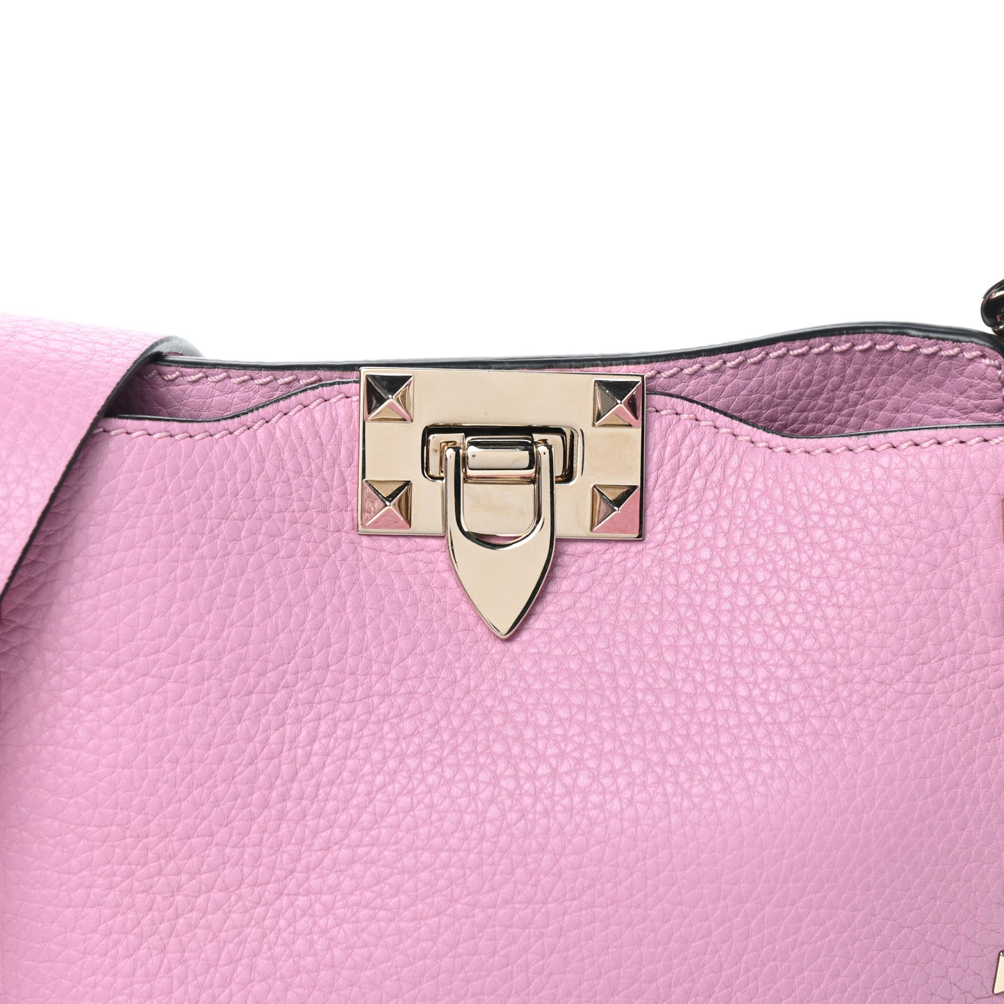 Pebbled Calfskin Mini Rockstud Flip-Lock Messenger Bag Pink