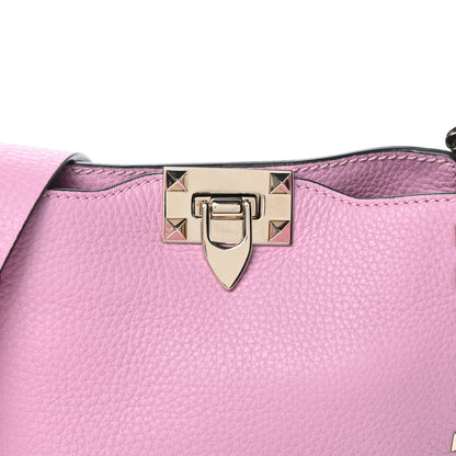 Valentino Garavani Pebbled Calfskin Mini Rockstud Flip-Lock Messenger Bag Pink 7 of 9