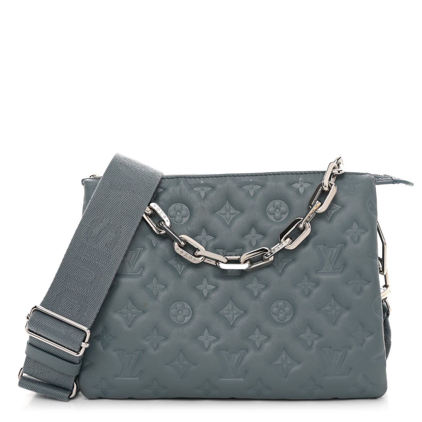 Lambskin Embossed Monogram Coussin PM Blue Glacier