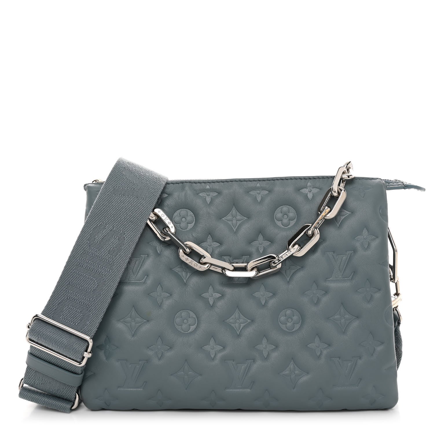Louis Vuitton Lambskin Embossed Monogram Coussin PM Blue Glacier 1 of 14