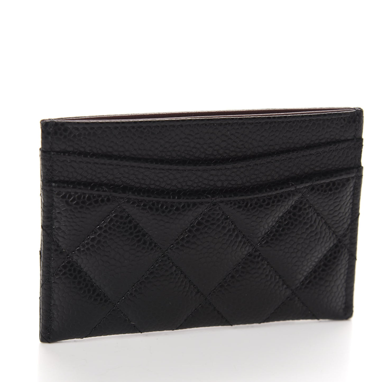 Caviar Quilted Flap Card Holder Black