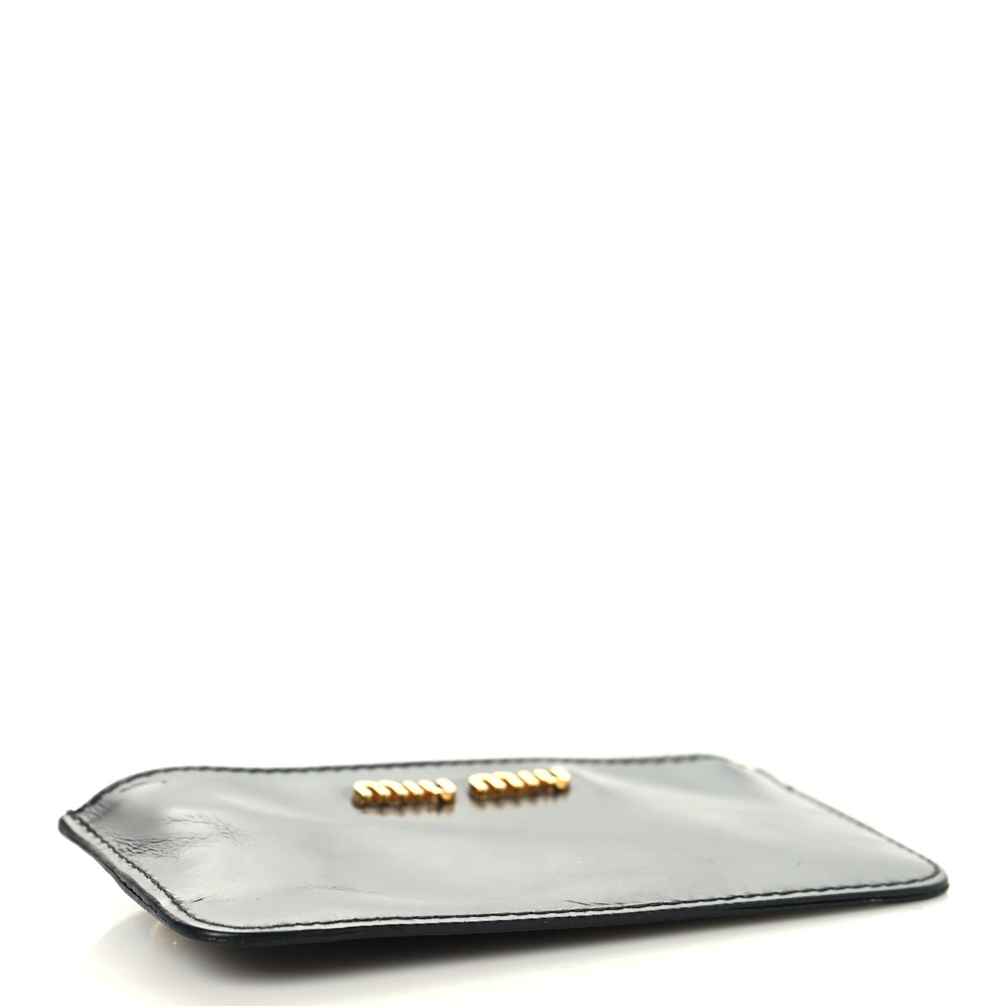 Shiny Calfskin Pouch Key Ring Black
