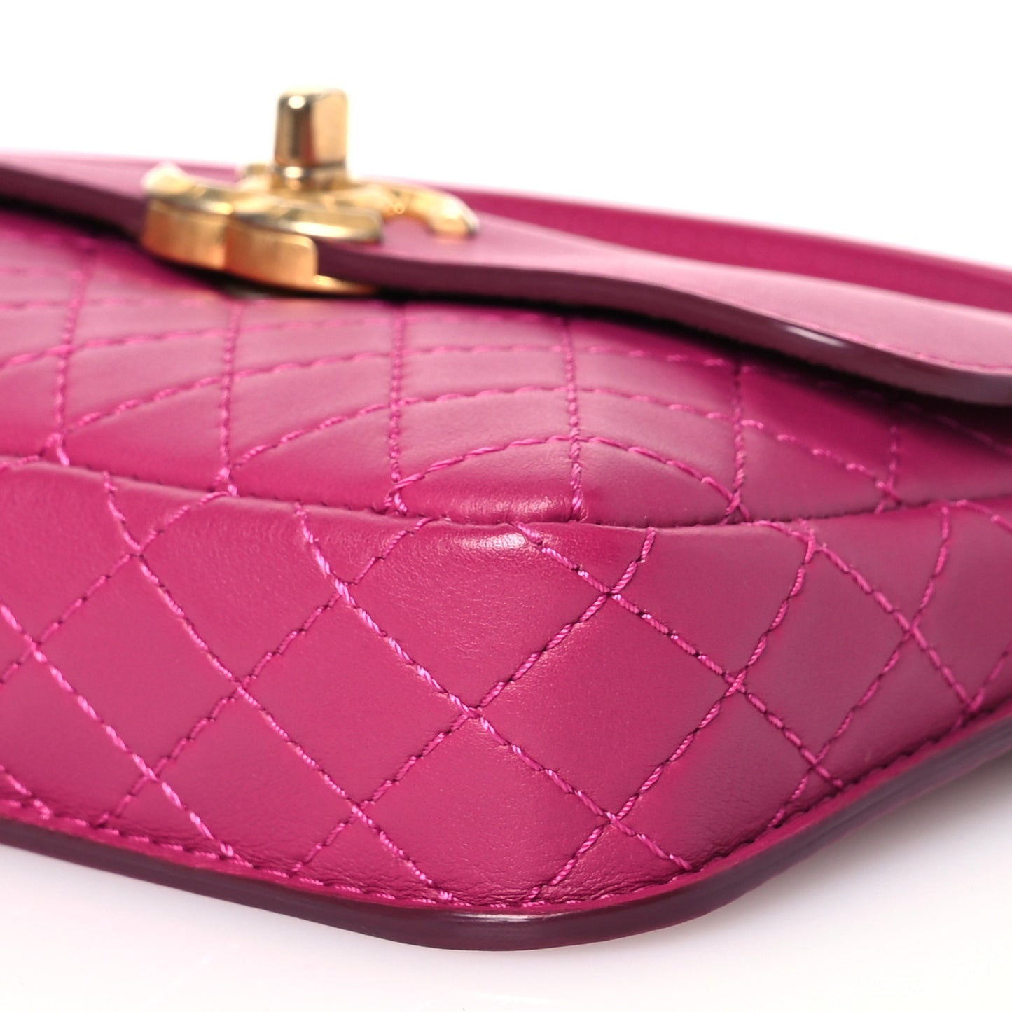 Calfskin Quilted Waist Bag With Coin Purse Fuchsia