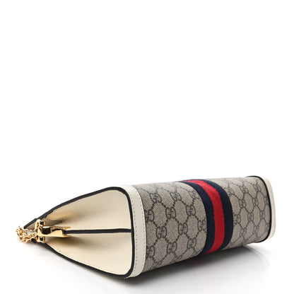 Gucci GG Supreme Monogram Textured Calfskin Web Small Ophidia Chain Shoulder Bag Beige Ebony Mystic White 4 of 9