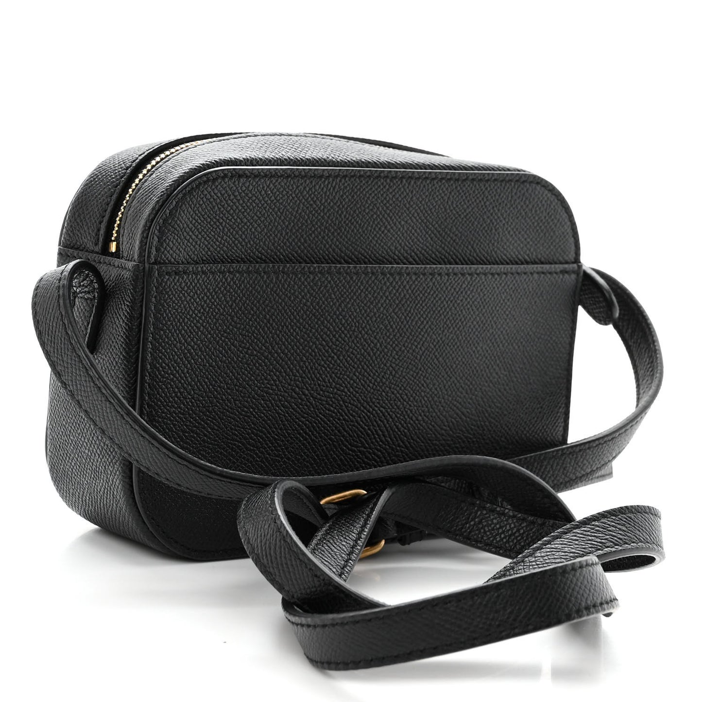 Signature Grained Calfskin Logo XS Ville Camera Bag Black White