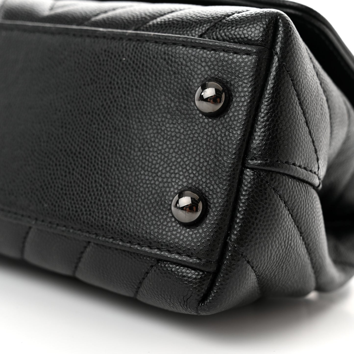 Caviar Chevron Quilted Extra Mini Coco Handle Flap So Black