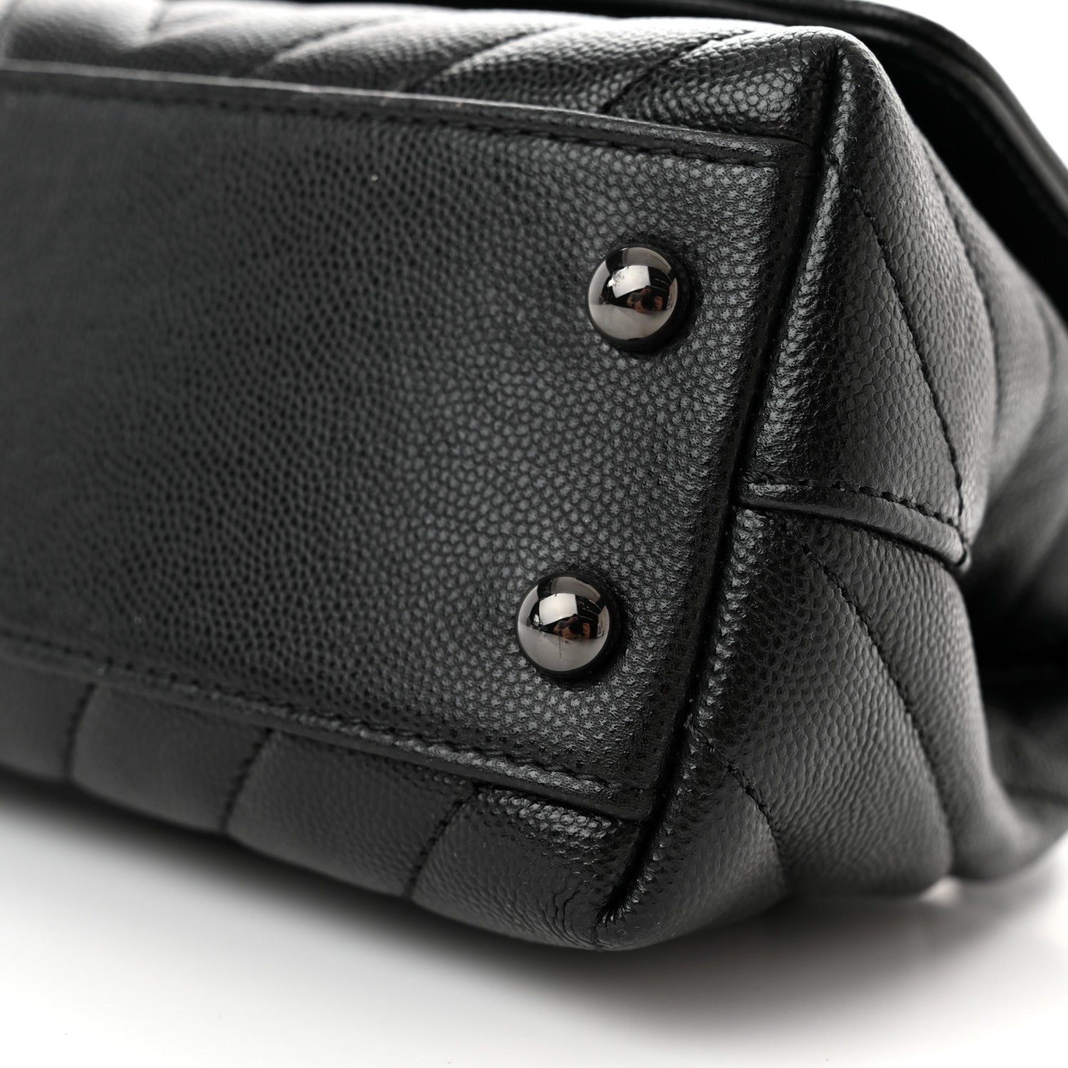 Chanel Caviar Chevron Quilted Extra Mini Coco Handle Flap So Black 10 of 11