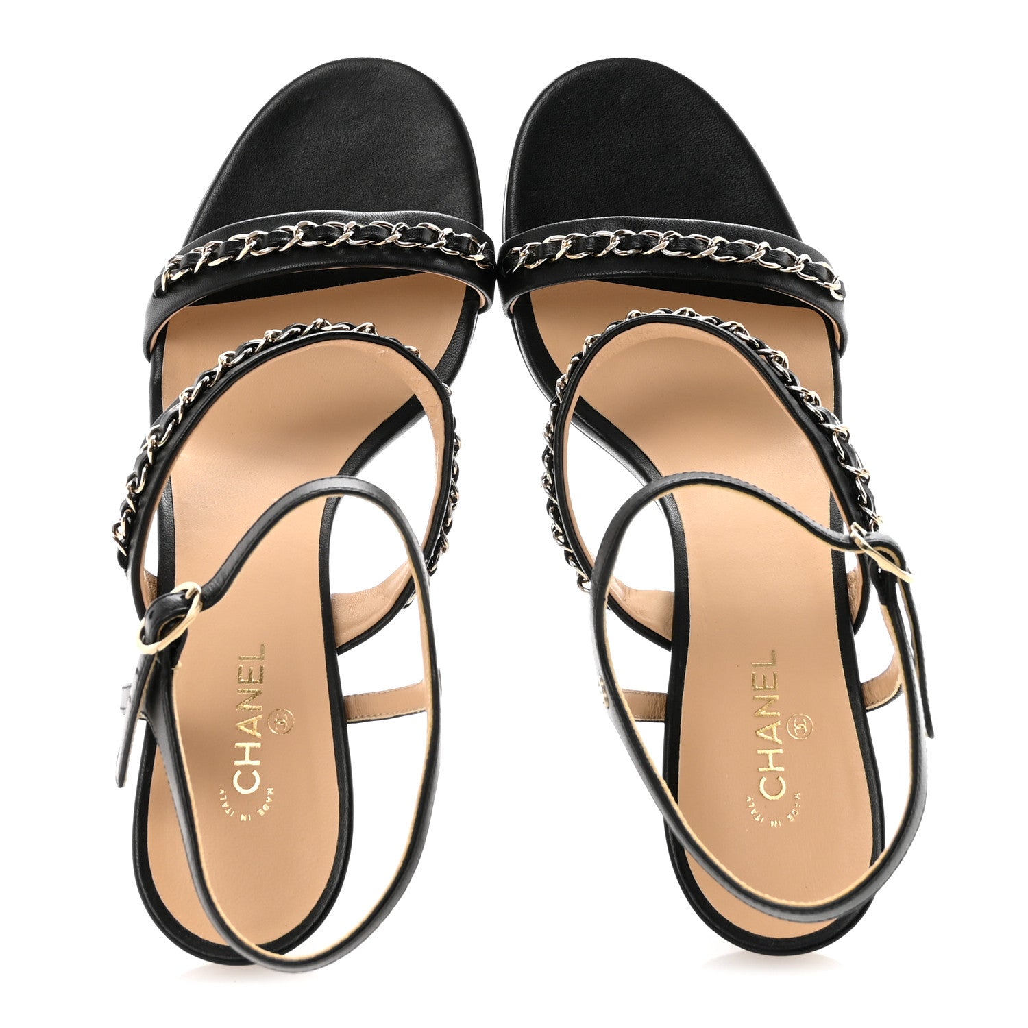 Chanel Lambskin Chain Strap Sandals 41 Black 2 of 9