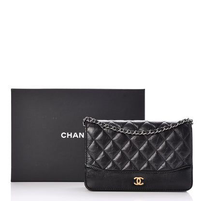 Chanel Aged Calfskin Quilted Gabrielle Wallet On Chain WOC Black 9 of 9