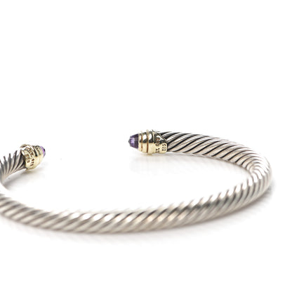 David Yurman Sterling Silver 14K Yellow Gold Amethyst 5mm Cable Classics Petite Color Bracelet 4 of 5